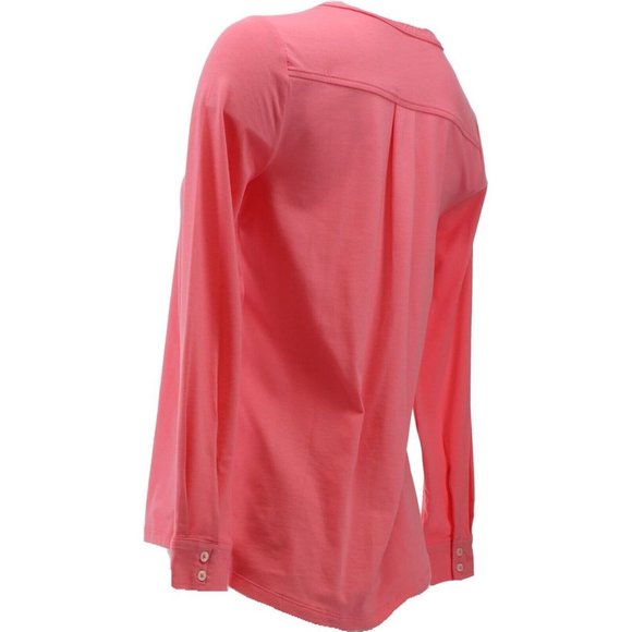 NWT LANDS' END WOMEN'S LONG SLEEVE BUTTON CUFF TUNIC RICH ZINNIA PXS - Picture 6 of 10